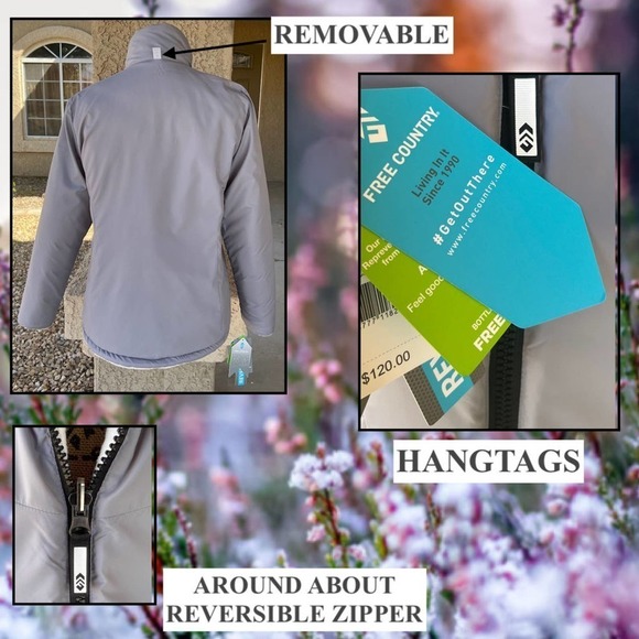 Free Country Reversible Wht Quilt Buter Pile Gray Smoth Puffer Jacket Sz XL NWT - Picture 4 of 7